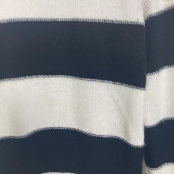 Banana Republic Sweater Womens Small Black White Striped Crewneck Pullover Knit - Picture 4 of 13